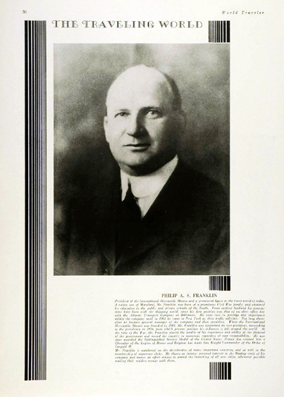 «P.A.S. Franklin portrait, World Traveler, 1930s»